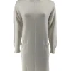 Langere trui/tuniek met col en zakken creme (T525)