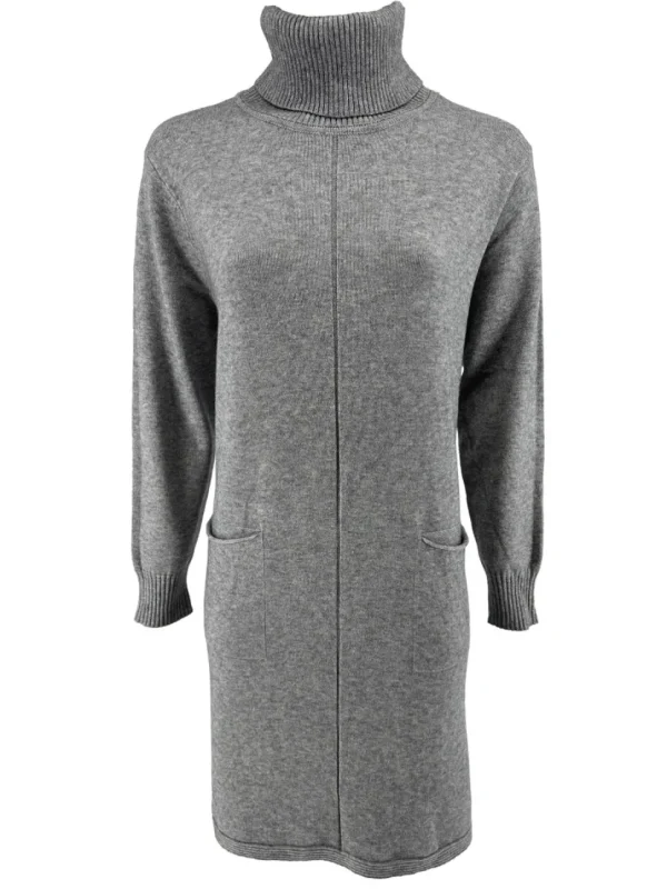 Langere trui/tuniek met col en zakken grijs (T525)