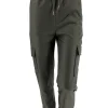 Leather-look cargo broek met koord army (9622). SALE