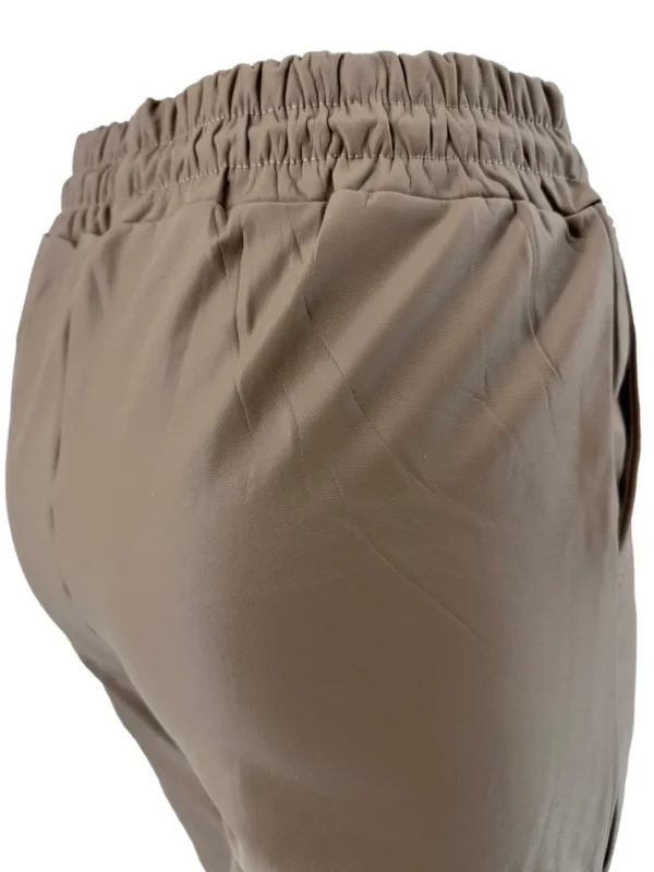 Leather-look cargo broek met koord camel (9622). SALE