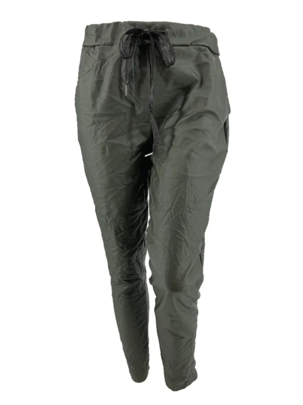 Leather-look jogg-jeans Salina army