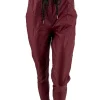 Leather-look jogg-jeans Salina bordeaux