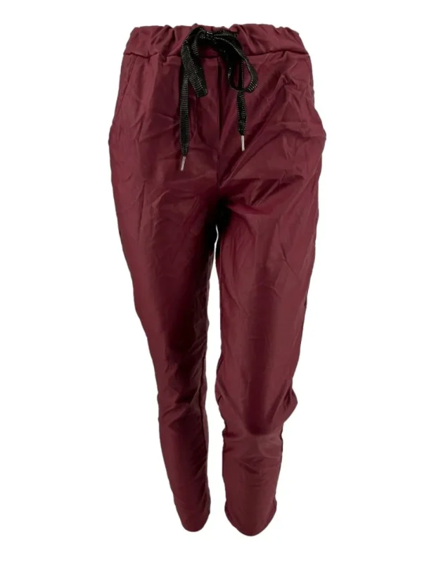 Leather-look jogg-jeans Salina bordeaux