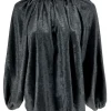 Metallic blouse met knoopjes in de kraag Pierrot zwart