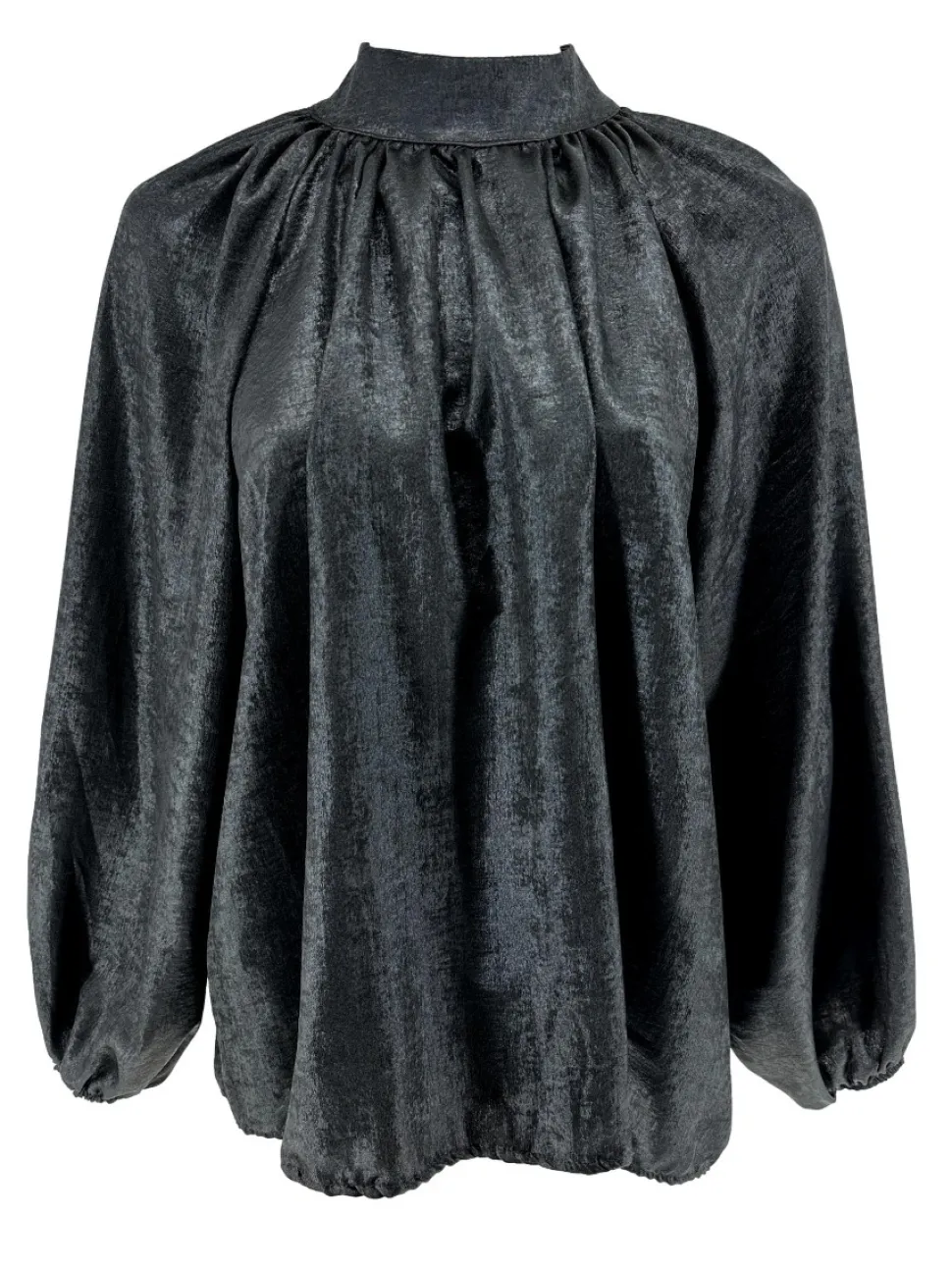 metallic_blouse_met_knoop_0.webp Metallic blouse met knoopjes in de kraag Pierrot zwart