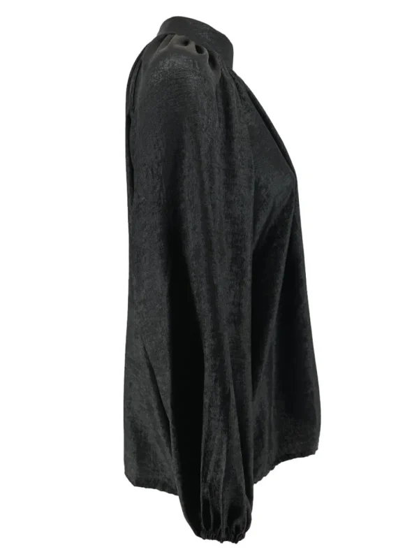 Metallic blouse met knoopjes in de kraag Pierrot zwart