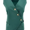Mouwloos gilet a-symetrische sluiting koetsgroen SALE