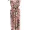 Mouwloze travelstof jurk Magnolia roze (JS3068)