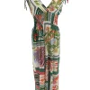 Mouwloze travelstof jurk Framed groen (J-79#)