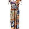 Mouwloze travelstof jurk Framed oranje (J-79#)