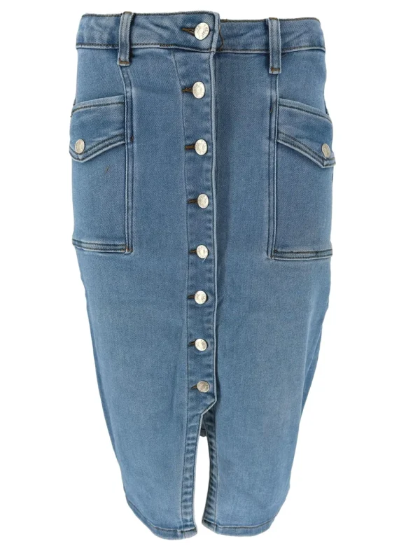 Original denim rok met knoop sluiting aan de voorzijde (D2677/2678(JRC) SALE