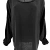 Oversized blouse met vleermuis mouw en smock mouw Gaby zwart