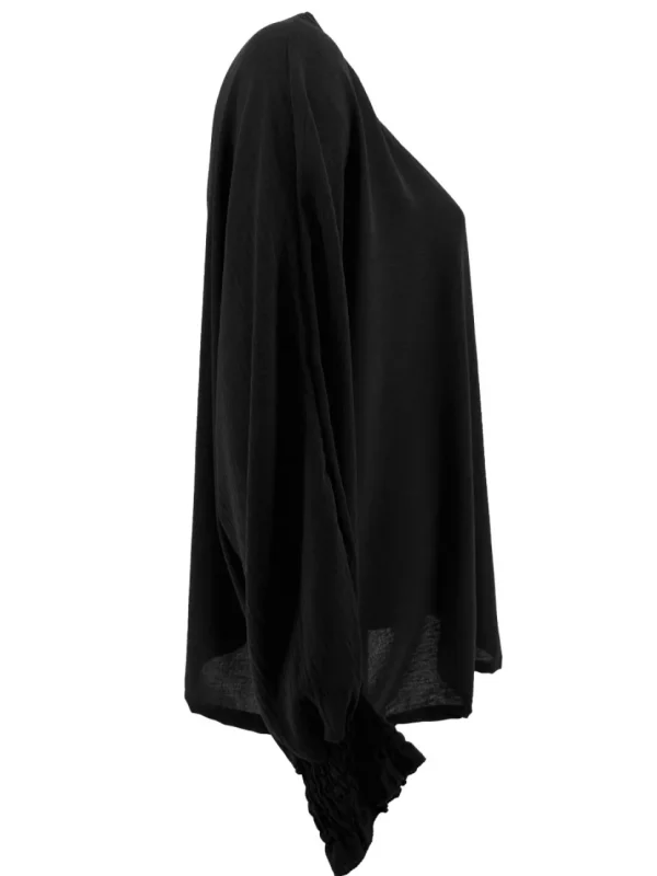 Oversized blouse met vleermuis mouw en smock mouw Gaby zwart