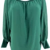 PLUS Blouse brede boord lange mouw Iris flessengroen