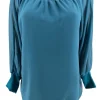 PLUS Blouse brede boord lange mouw Iris petrol