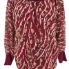 PLUS Blouse brede boord lange mouw Iris striped animal donker cerise