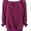 PLUS Blouse brede boord lange mouw Iris cerise