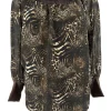 PLUS Blouse brede boord lange mouw Iris snake bruin
