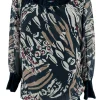 PLUS Blouse brede boord lange mouw Iris safari zwart