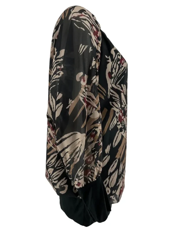 PLUS Blouse brede boord lange mouw Iris safari zwart