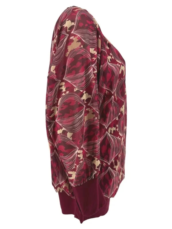 PLUS Blouse brede boord lange mouw Iris cipolla donker cerise