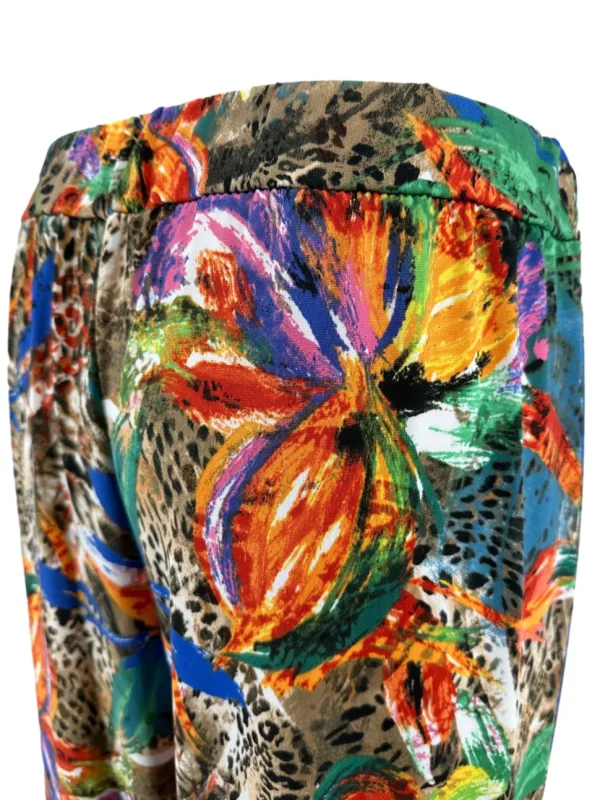 Plus size broek met rechte broekspijp in travelstof tropical blauw