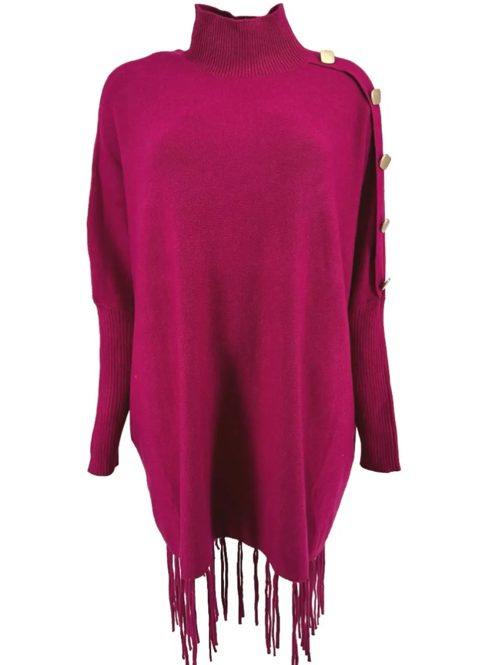 poncho_trui_met_franjes_e_0-5.webp Poncho trui met franjes en gouden knopen op de schouder cerise