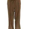 Rechte travelstof broek met koord RORO bruin.BFT SALE