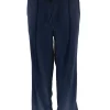 Rechte travelstof broek met koord RORO donker blauw.BFT