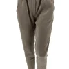 Rib velvet broek met riem taupe