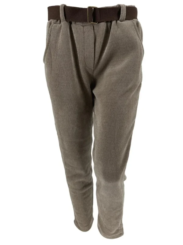 Rib velvet broek met riem taupe