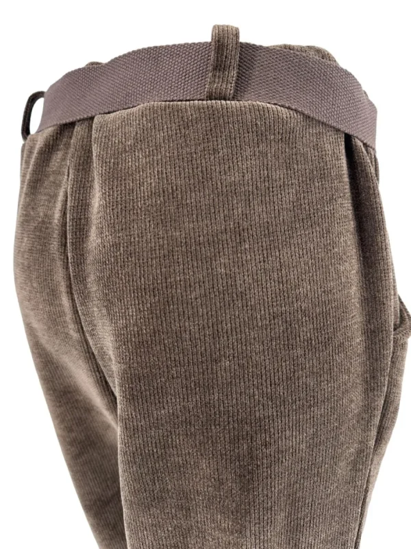 Rib velvet broek met riem bruin