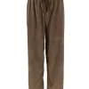 Rib velvet broek met wijde pijp bruin (HL-1190)