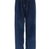 Rib velvet broek met wijde pijp donker blauw (HL-1190)