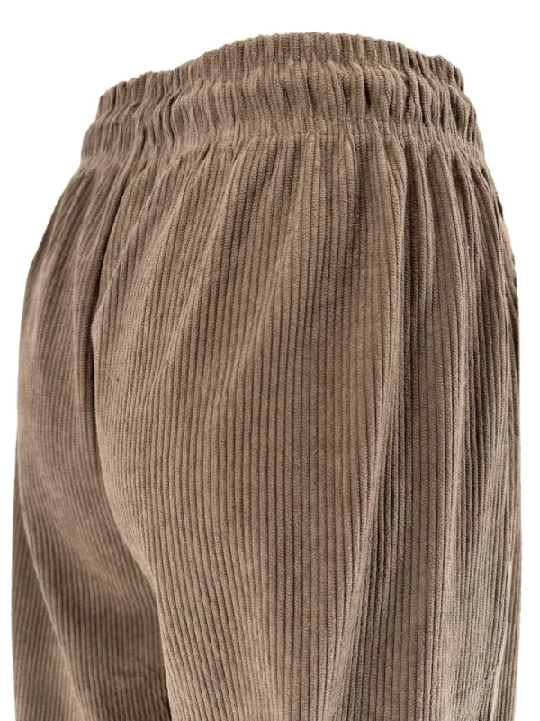 Rib velvet broek met wijde pijp bruin (HL-1190)