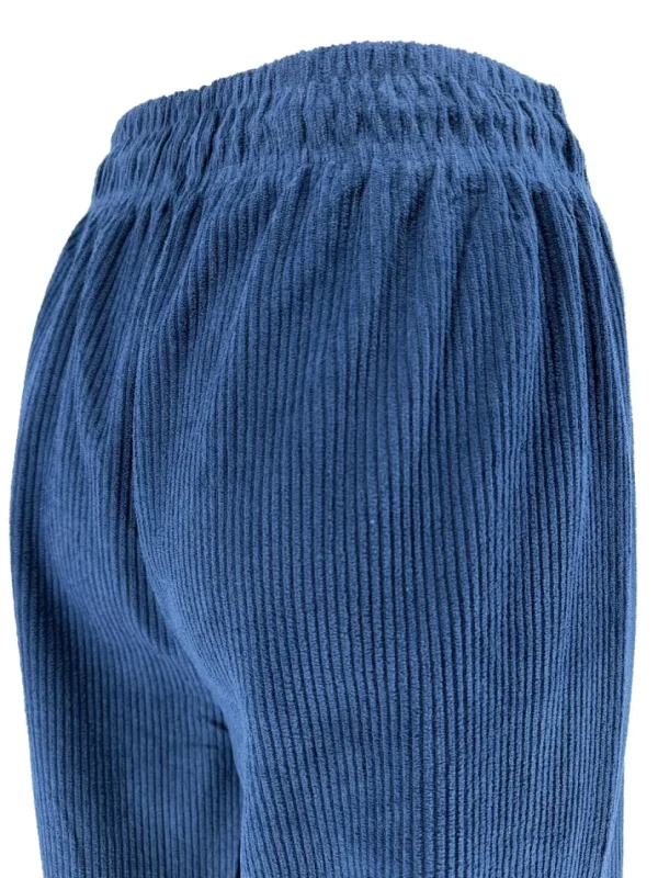Rib velvet broek met wijde pijp donker blauw (HL-1190)