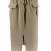 Rok met cargo zakken en bijpassende riem met glans italy beige SALE