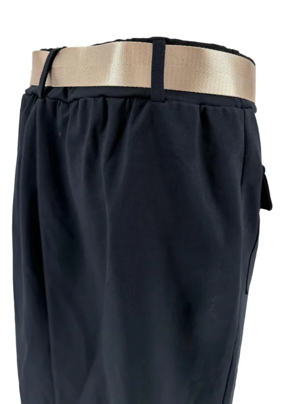 Rok met cargo zakken en bijpassende riem met glans italy donker blauw SALE