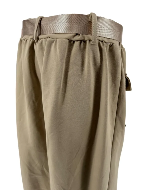 Rok met cargo zakken en bijpassende riem met glans italy beige SALE