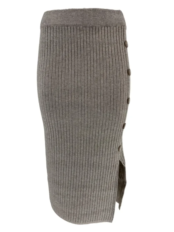 Rok met rib details en knopen aan de zijkant Melody taupe (W2062)