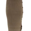 Rok met rib details en knopen aan de zijkant Melody camel (W2062)