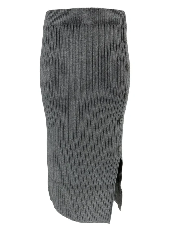 Rok met rib details en knopen aan de zijkant Melody grijs (W2062)