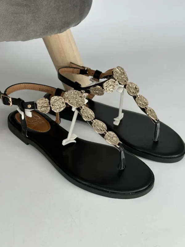 Sandaal met gouden bedels zwart ( 333-257 ) SALE