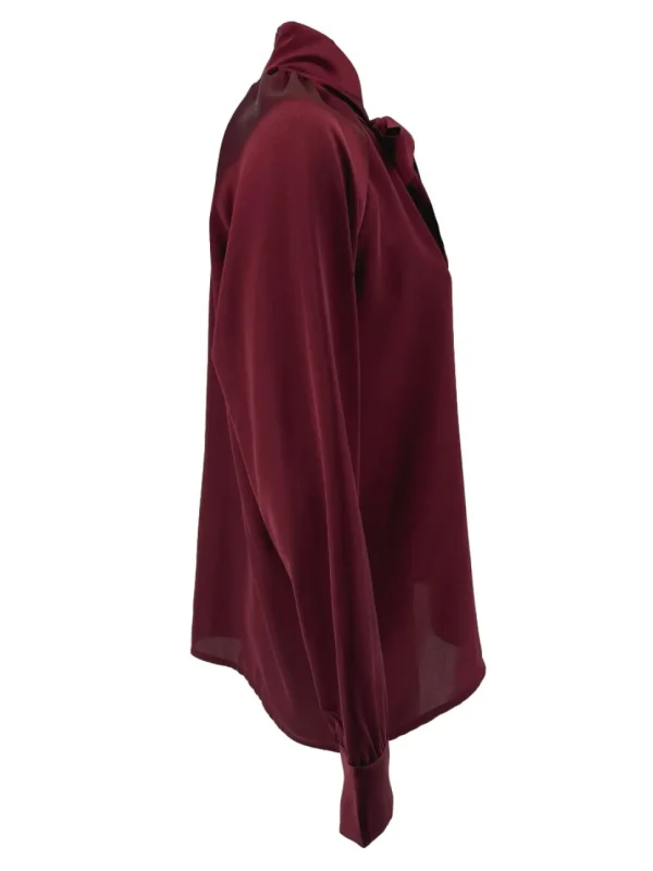 Satijn-look blouse met strik in de hals Dimphy bordeaux