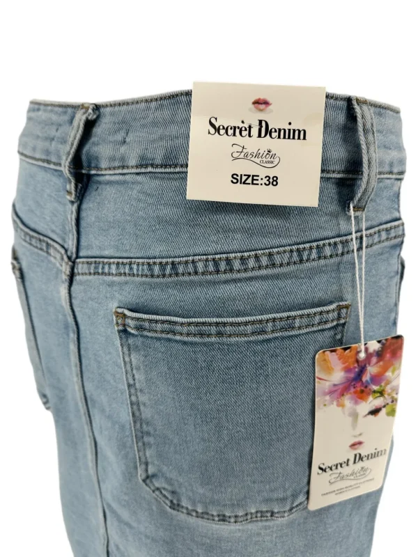 Secret light denim rok met knoopsluiting en zakjes aan de voorzijde (77620#)(JRC) SALE