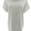 Shirt met gehaakte ronde hals en gehaakt onderzijde Linda off-white WBD