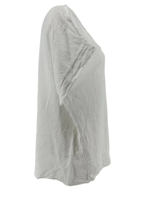 Shirt met gehaakte ronde hals en gehaakt onderzijde Linda off-white WBD