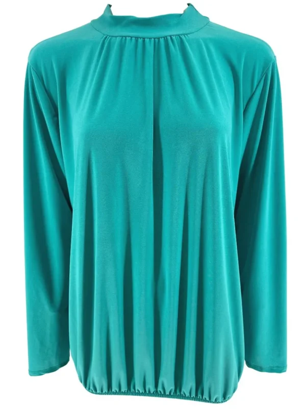Shirt met lange mouw en opstaande kraag Jill uni turquoise