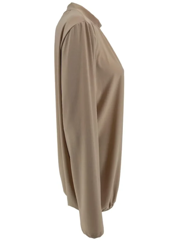 Shirt met lange mouw en opstaande kraag Jill uni beige