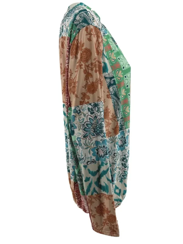 Shirt met lange mouw en opstaande kraag Jill flowers blauw/mint